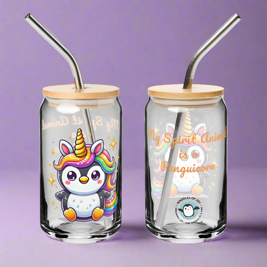Penguicorn Spirit Animal Can-Shaped Glass