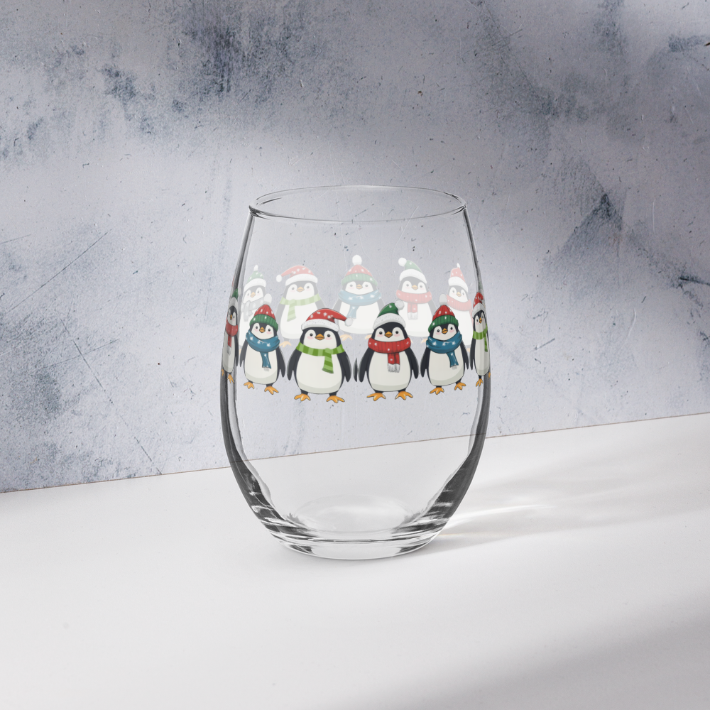 Penguin Party Stemless Wine Glass