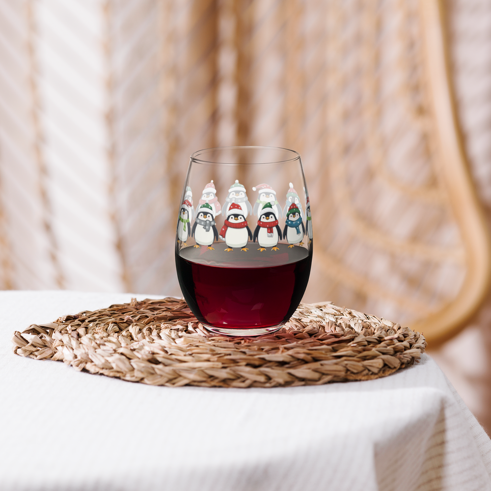 Penguin Party Stemless Wine Glass