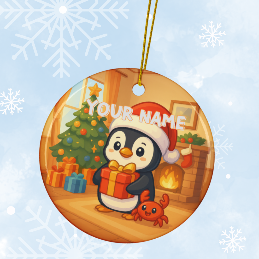 Personalized Penguin Holiday Ornament