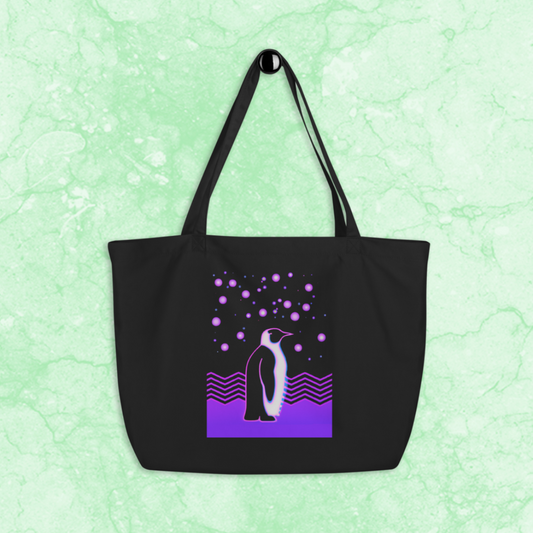 Synthwave Penguin Tote Bag