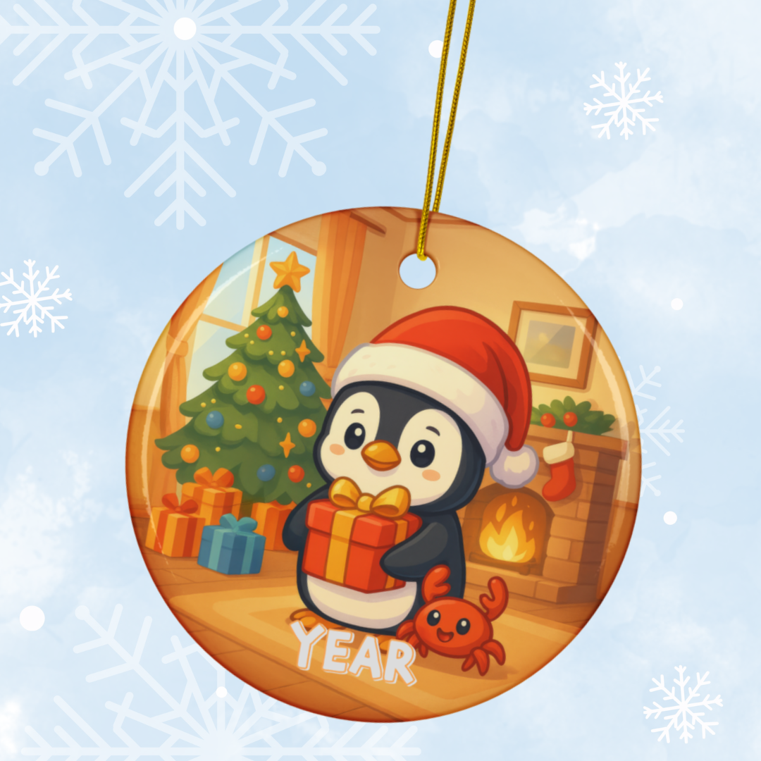 Personalized Penguin Holiday Ornament