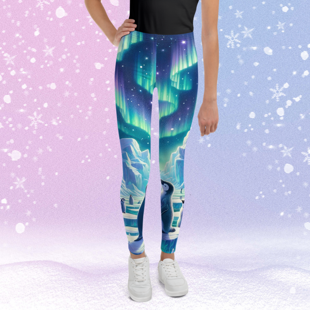 Arctic Penguins Youth Leggings (Sizes 8-20)