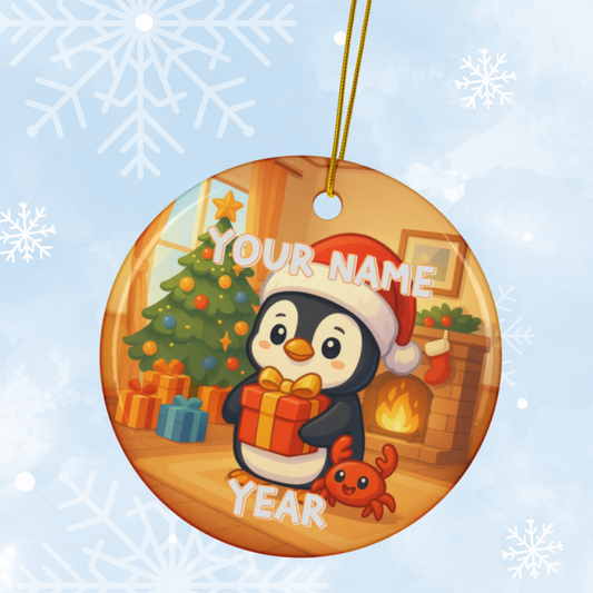 Personalized Penguin Holiday Ornament
