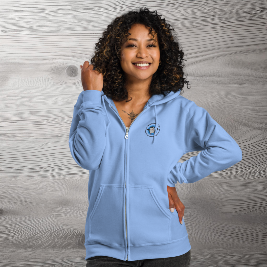 Waddles of Joy Embroidered Zip Hoodie