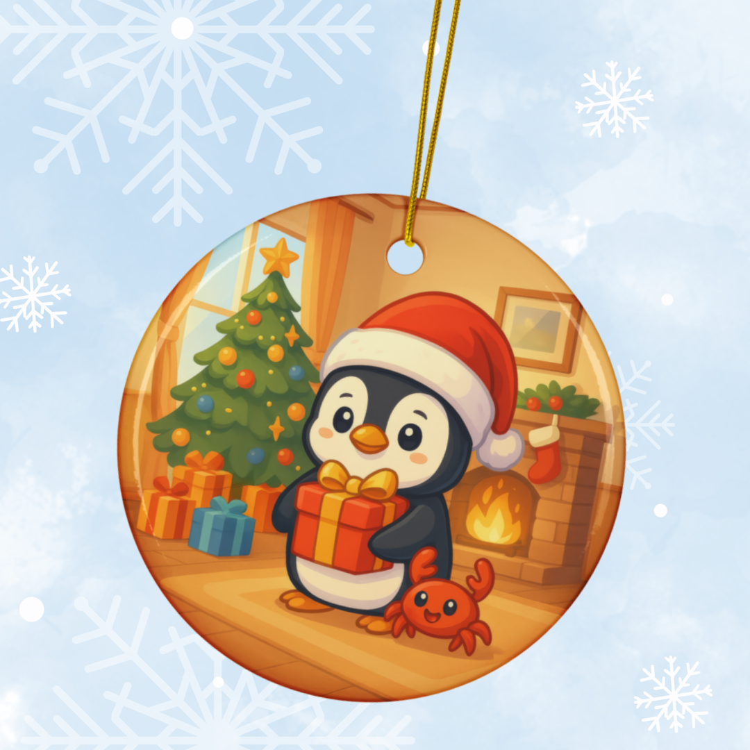 Personalized Penguin Holiday Ornament