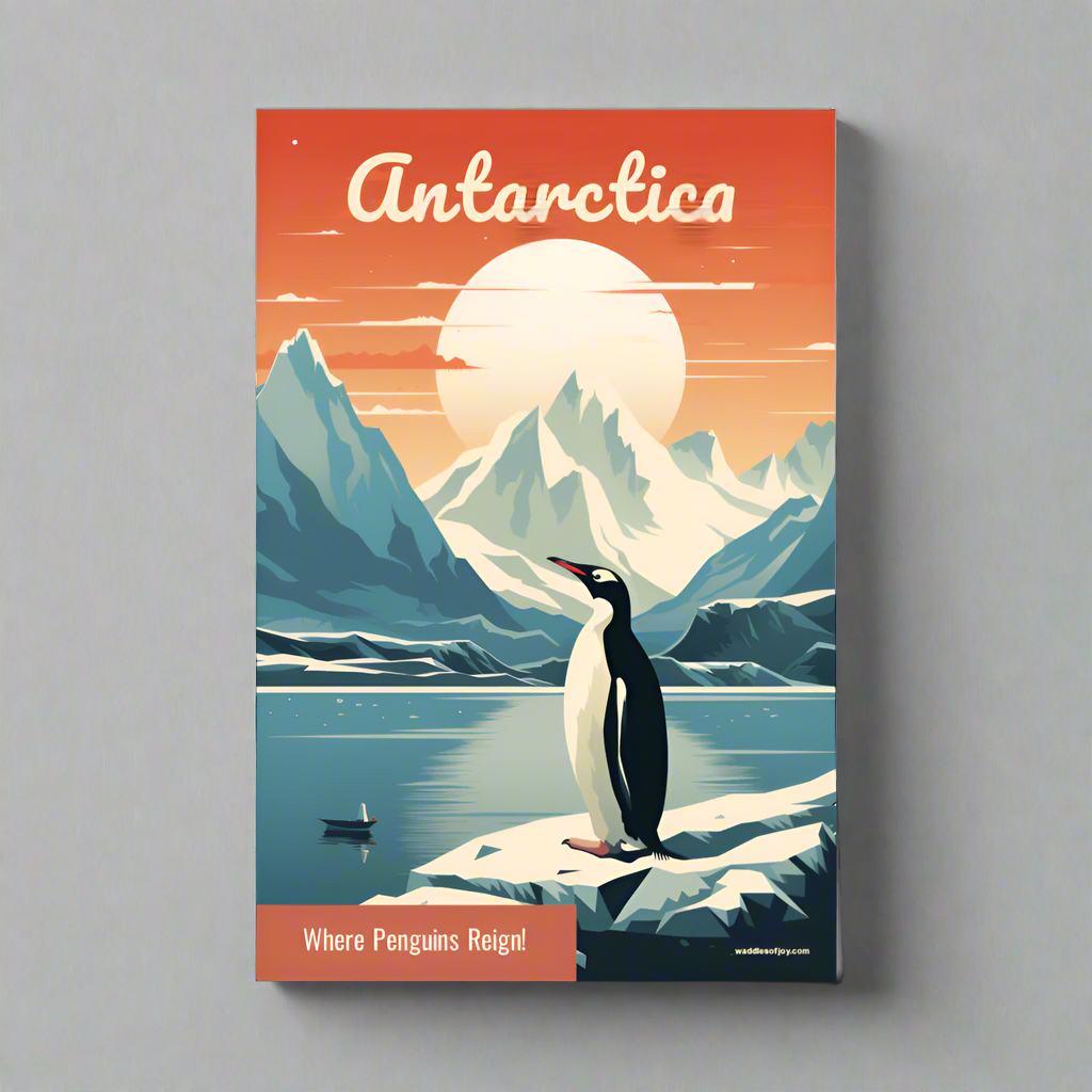 Antarctica Penguin Vintage Travel Poster