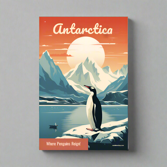 Antarctica Penguin Vintage Travel Poster