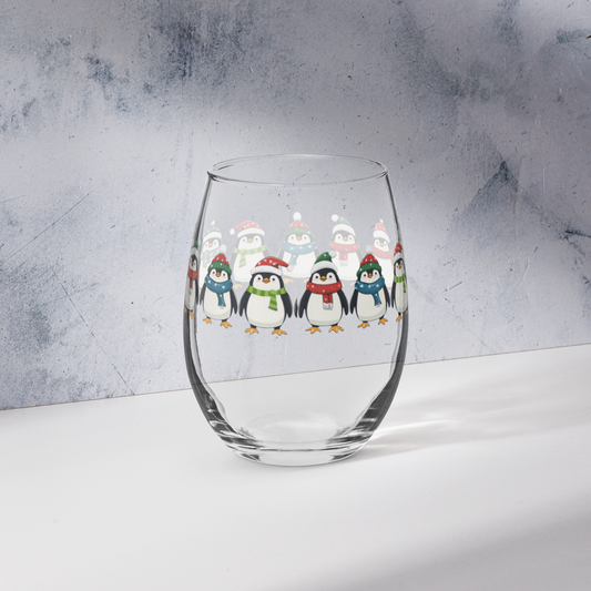 Penguin Party Stemless Wine Glass